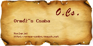 Ormós Csaba névjegykártya